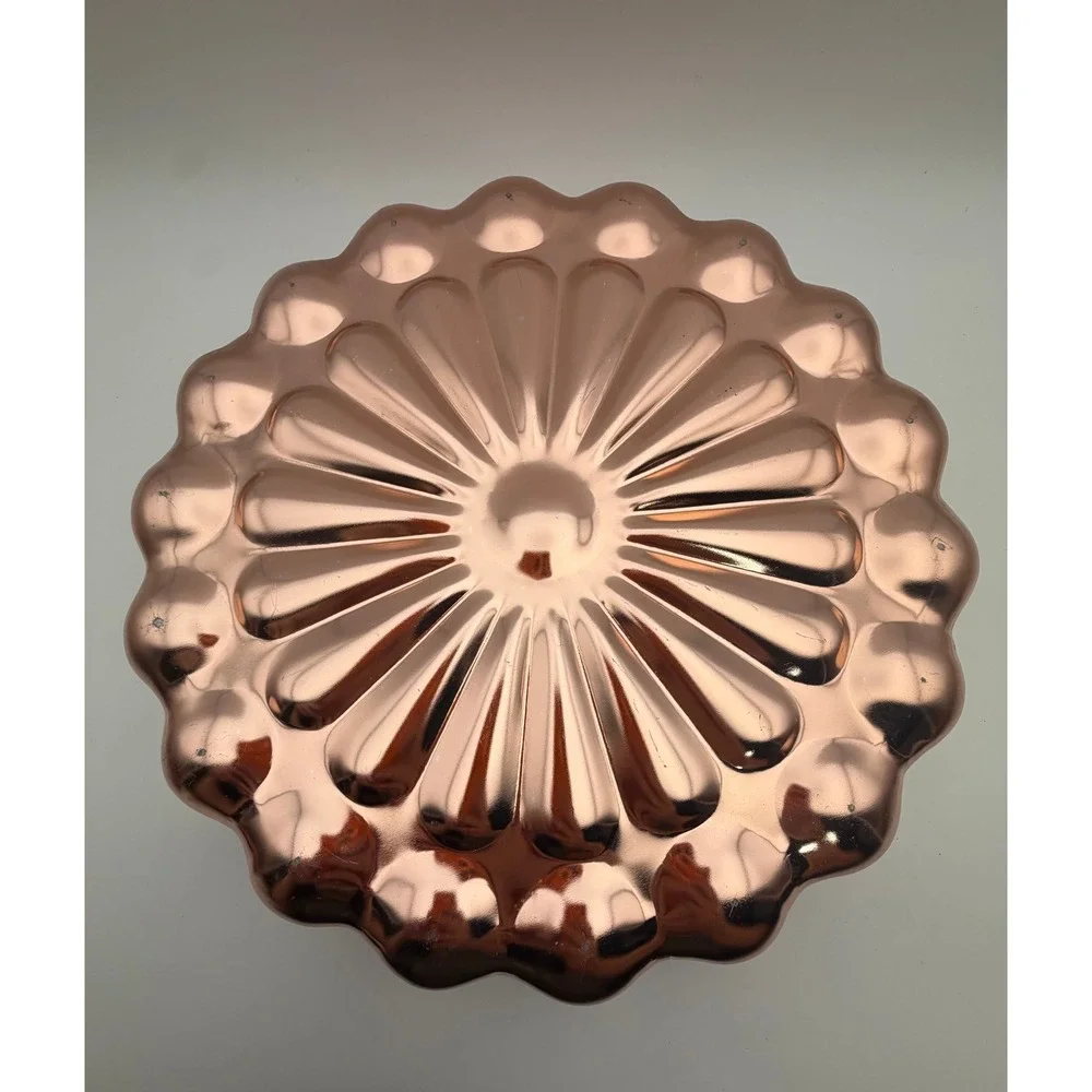 Vintage Copper Tone Fluted Gelatin Cake Mold‎ Sunburst Wall Decor H071